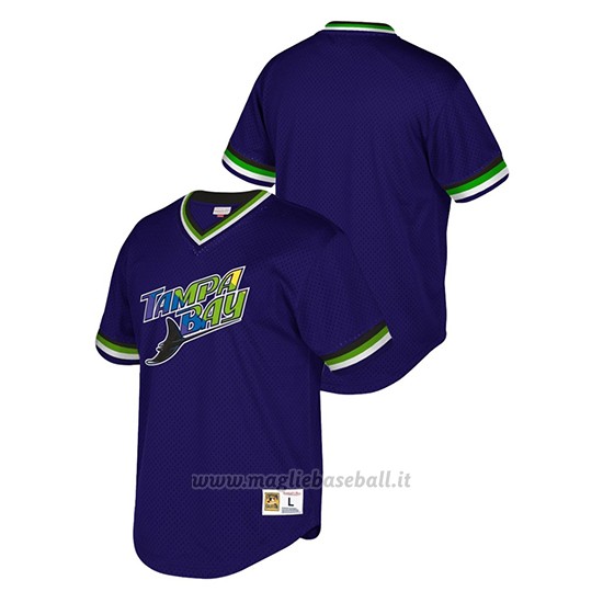 Maglia Baseball Uomo Tampa Bay Rays Cooperstown Collection Mesh Wordmark V-neck Viola